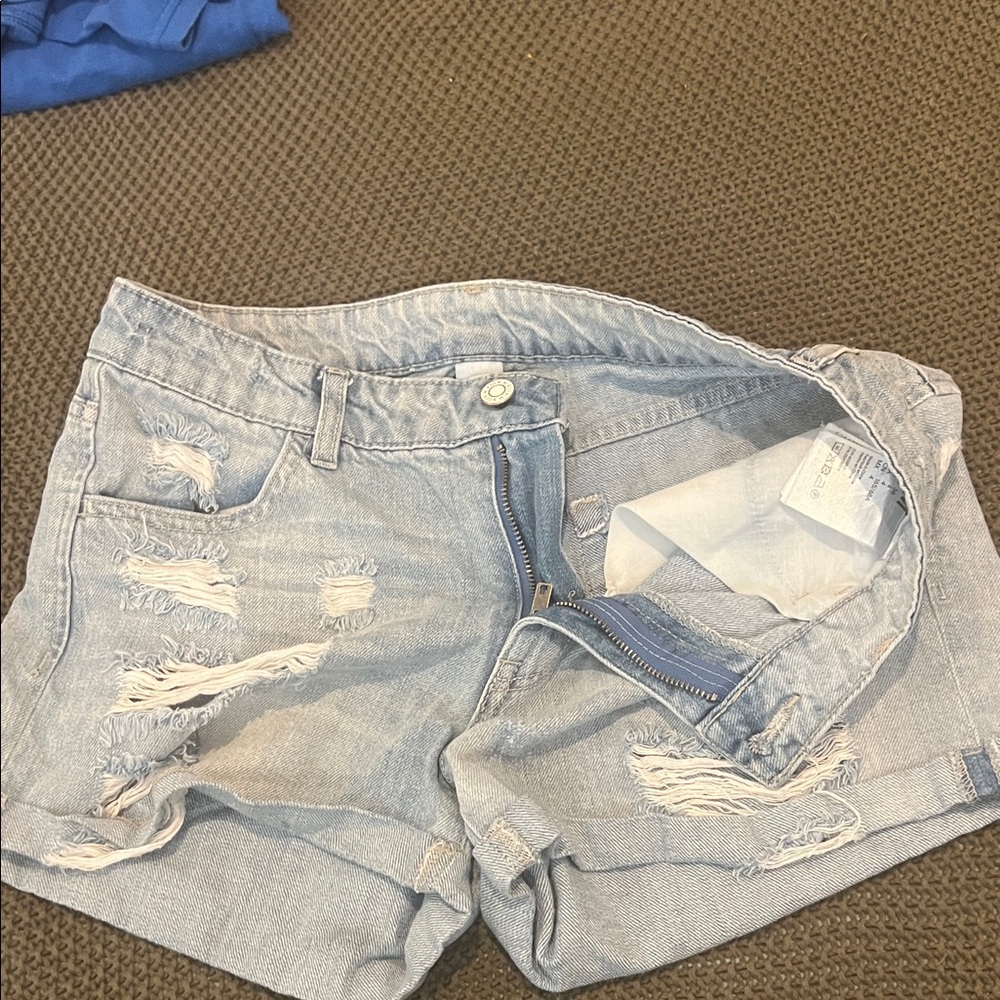 H&M Light Blue Distressed Jean Shorts